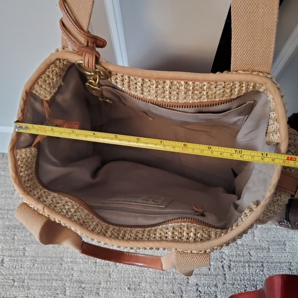Vintage Fossil straw/wicker leather tote - Picture 10 of 13